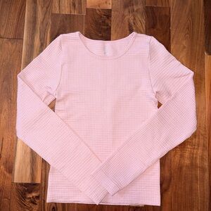 Aura Light Pink Waffle Knit Long Sleeve Top